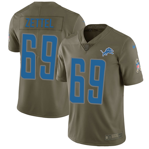 Nike Lions #69 Anthony Zettel Olive Men's Stitched NFL Limited Salute To Service Jersey